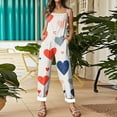 thumbnail image 4 of Fgvctg Womens Valentine's Day Jumpsuit Sleeveless Date Night Spaghetti Straps Overalls Vintage Wide Leg Pant Love Heart Graphic Bib Overalls Rompers Sprimg Pant With Pockets White S, 4 of 4