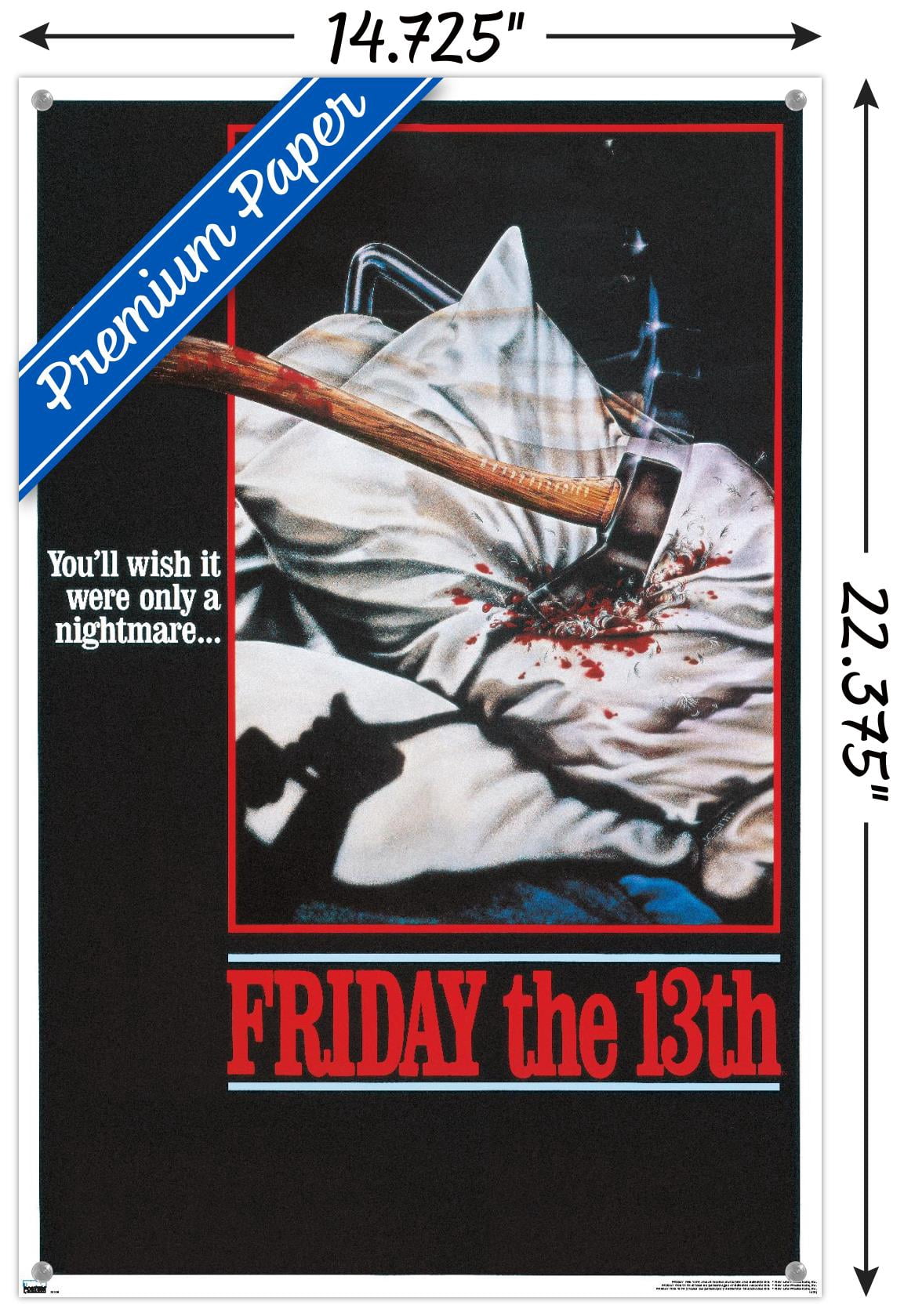 Friday The 13th - One Sheet Wall Poster with Push Pins, 14.725" x 22.375"