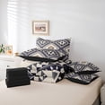 thumbnail image 6 of jejeloiu Bohemian Rhombus Triangle 7-Piece Bedding Comforter Set,Retro Aztec Geometric King Bedding Sets,Deepblue Beige Bed Sheets For Adult,Microfiber Bedroom Decor Reversible, 6 of 8