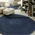 thumbnail image 5 of Jaipur Art And Craft Round Jute Blue Dye Hand Braided Bohemian Area Rug for Indoor and Outdoor (8x8 Sq Ft), 5 of 6