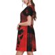 thumbnail image 2 of Easygdp Red And Black Abstract Skull para Vestido Transpirable de Mujer, Vestido Suelto de Manga Corta con Pliegues y Bolsillos para el Verano, 2 of 6