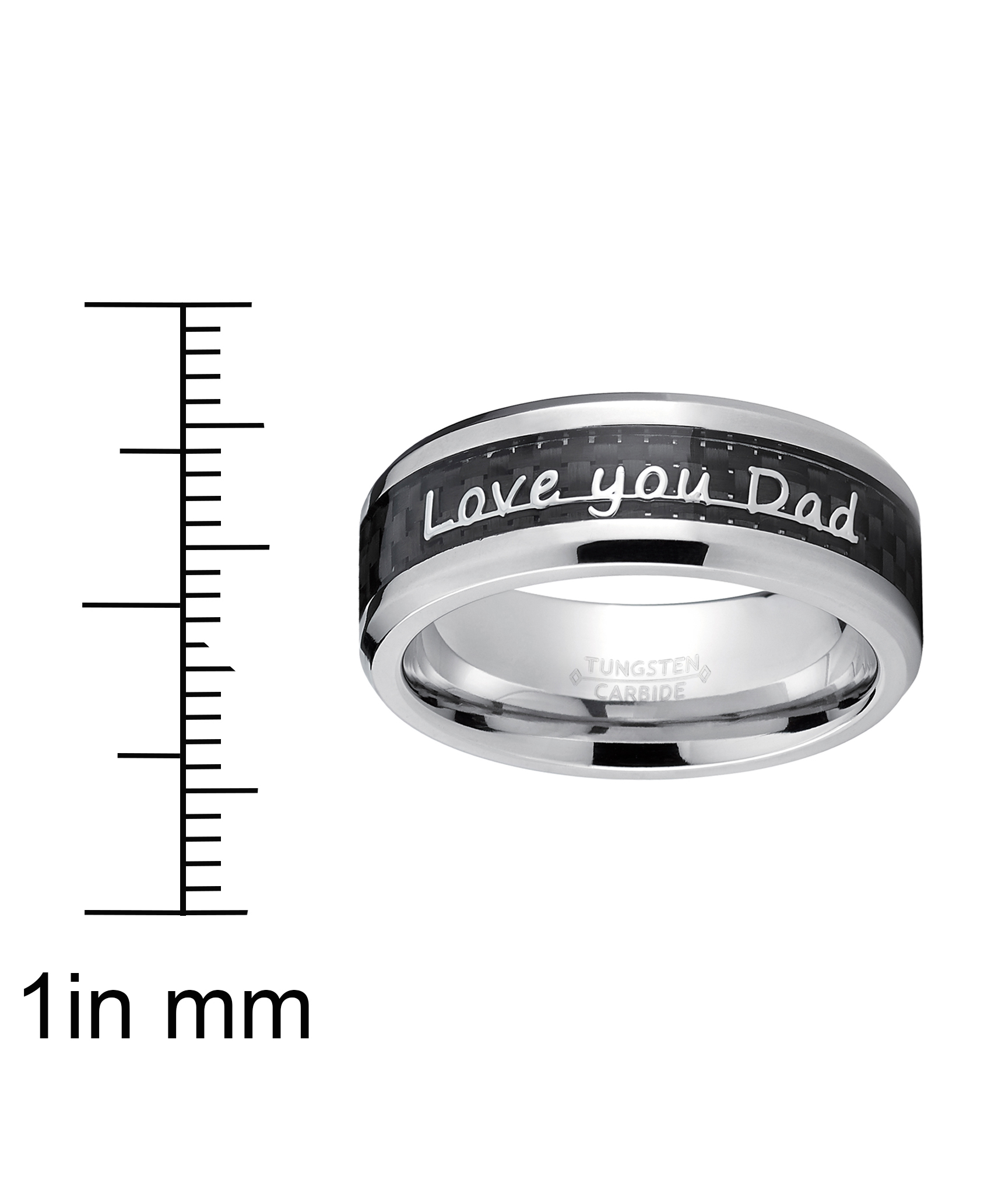 Men's Tungsten Carbide Ring Band Love you Thank you Dad Father's Day Carbon  Fiber Inlay 8MM