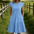 thumbnail image 2 of Summer Dresses for Women Casual V Neck Sleeveless A Line Midi Dress Solid Color Flowy Vacation Sundress S-2XL, 2 of 8