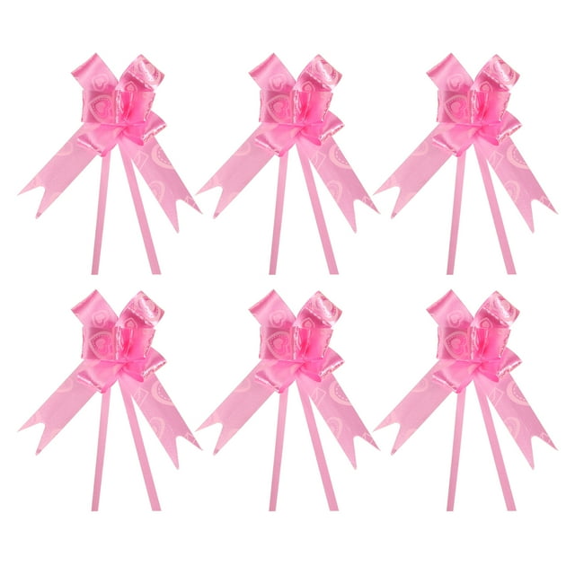 Unique Bargains 8' Pull Bows Gift Wrapping Pull Bow Heart Pattern Baskets Present Bows Knot Ribbon Pink 100 Pcs