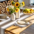 thumbnail image 4 of Brown White Ombre Round 13 Inch Placemats Set of 8, Vintage Minimalist Country Gradient HeatResistant Non Slip Place Mats for Dining Table, Wipeable Braided Kitchen Table Mats for Housewarming, 4 of 9