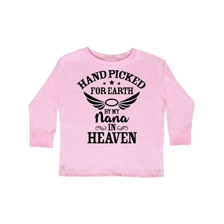

Inktastic Handpicked for Earth By My Nana in Heaven with Angel Wings Gift Toddler Boy or Toddler Girl Long Sleeve T-Shirt