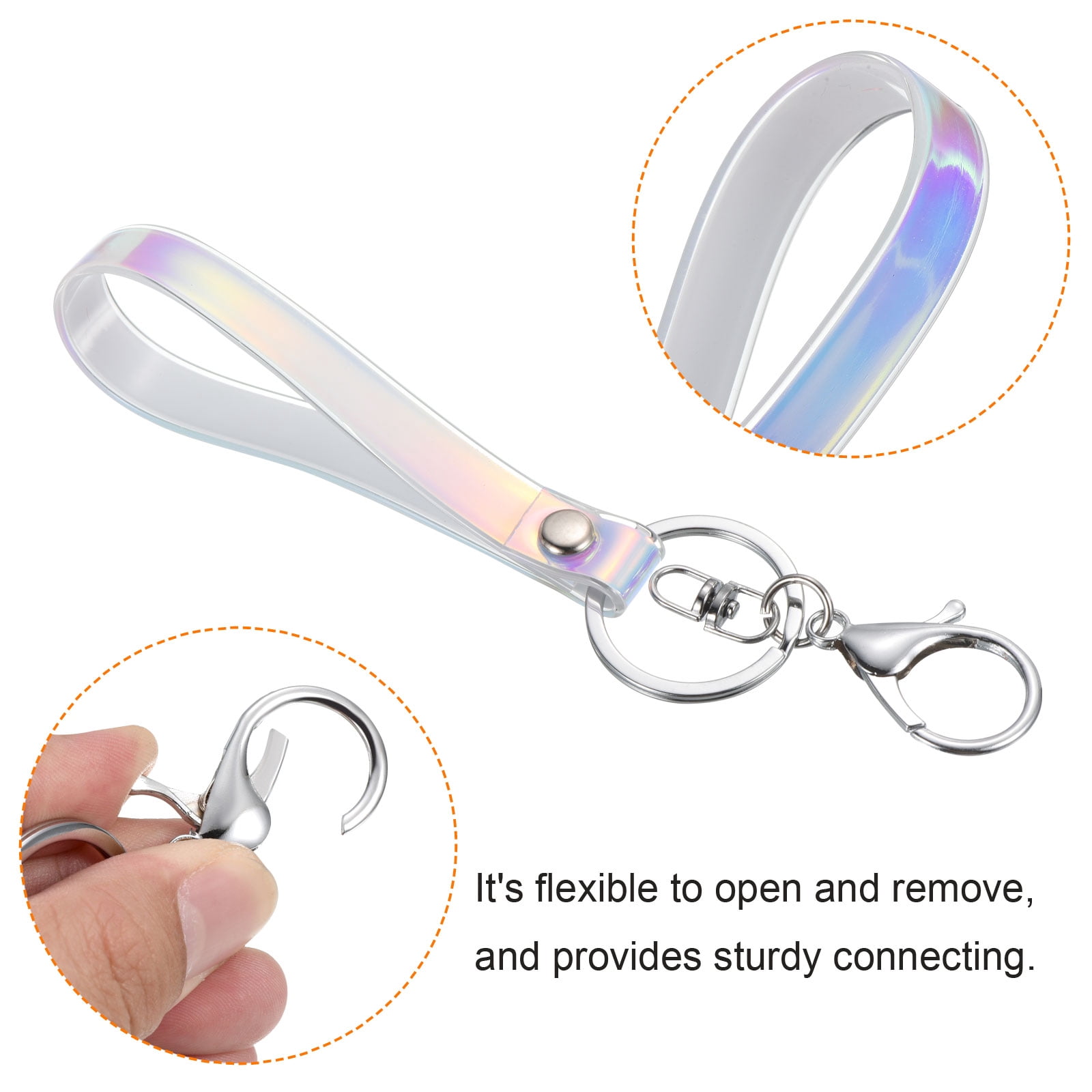 Unique Bargains Wrist Lanyard for Key Wristlet Strap Silver Keyring