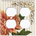 thumbnail image 3 of Metal Light Switch Plate Outlet Cover Orange Flower Beige Stripe Damask FLW063, 3 of 13