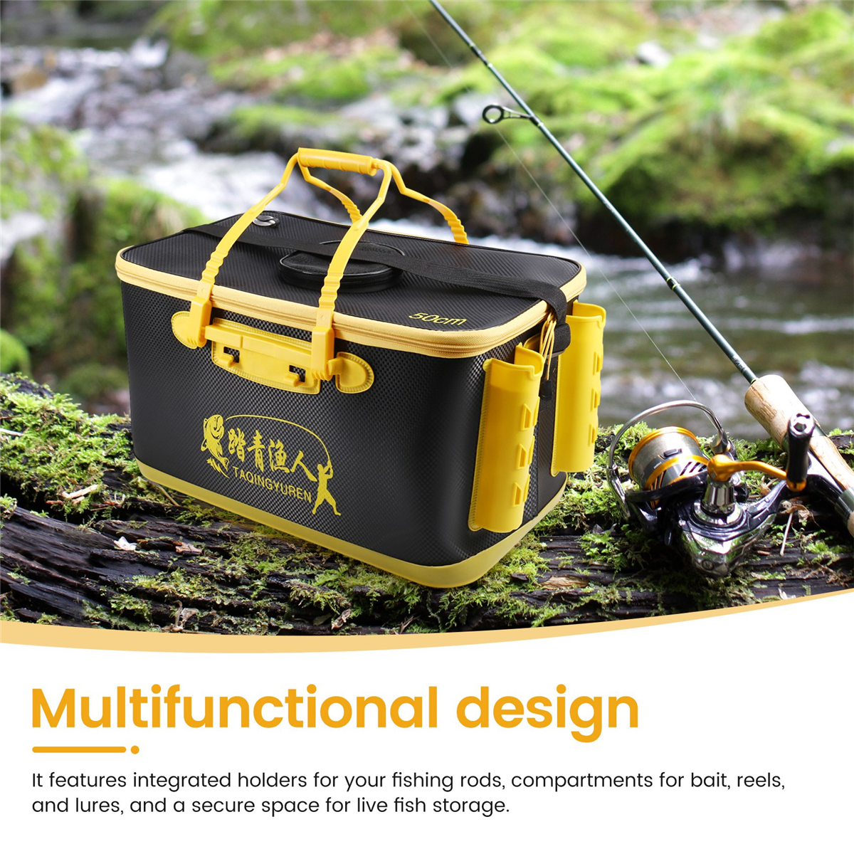 Multifunctional Fishing Bucket EVA, Bait Reel Lure, Live Fish Storage, Waterproof Tackle Box for Fishing Accessories A
