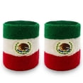 thumbnail image 2 of Couver Unisex Cotton Terry Wrist Sweatbands, 2-Pairs, Mexico Flag, 4-Inch, 2 of 10