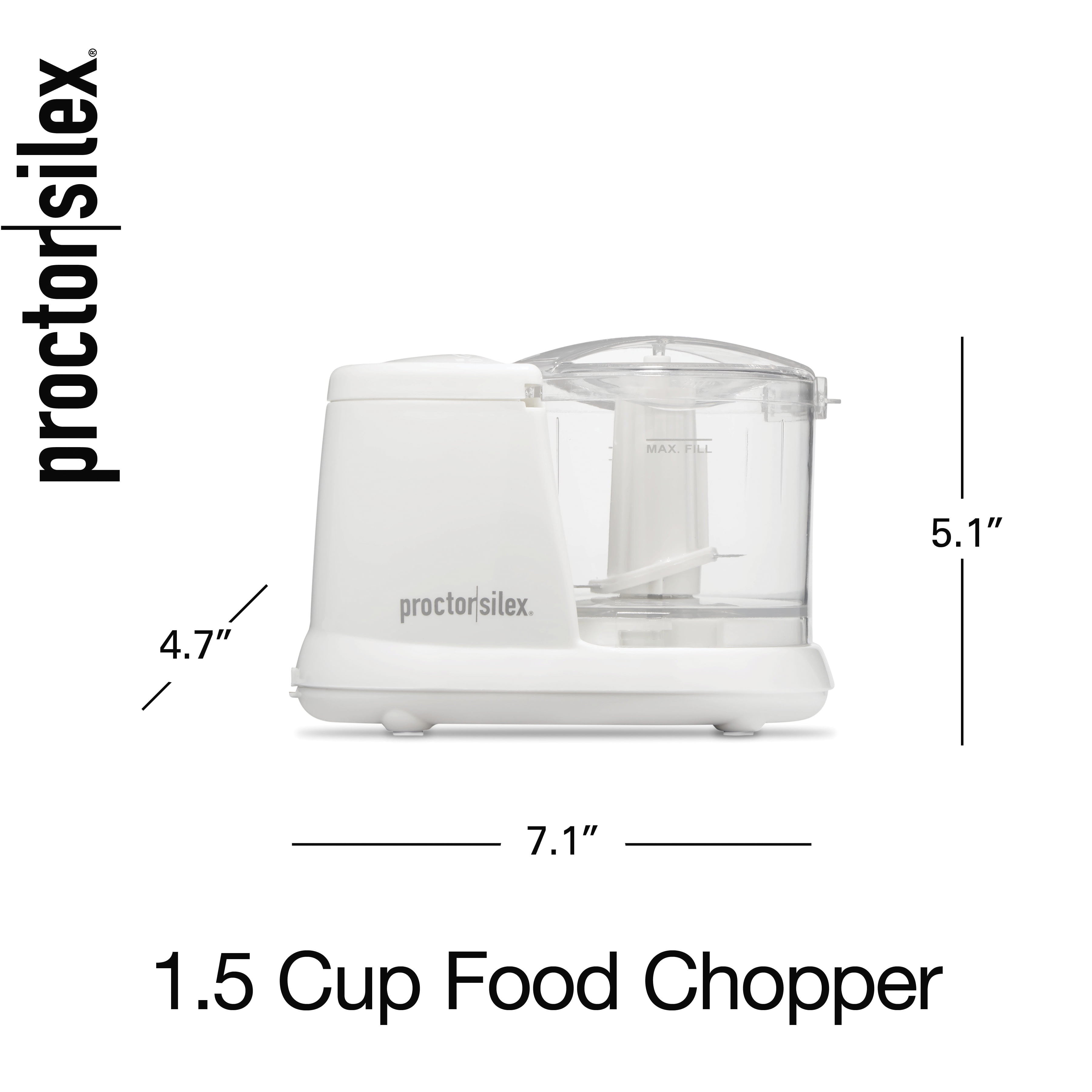 Proctor Silex Durable Electric Vegetable Chopper and Mini Food Processor,  3.5 Cup, Chopping, Puree and Emulsify, Gray, 72870 
