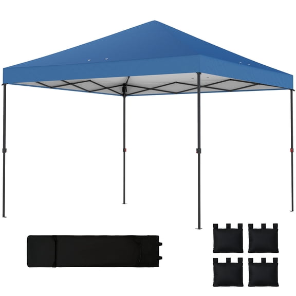 10 x 10 ft Dark Blue Pop Up Canopy Tent with One Push Setup, Outdoor Portable Instant Canopy Shelter with Roller Bag
