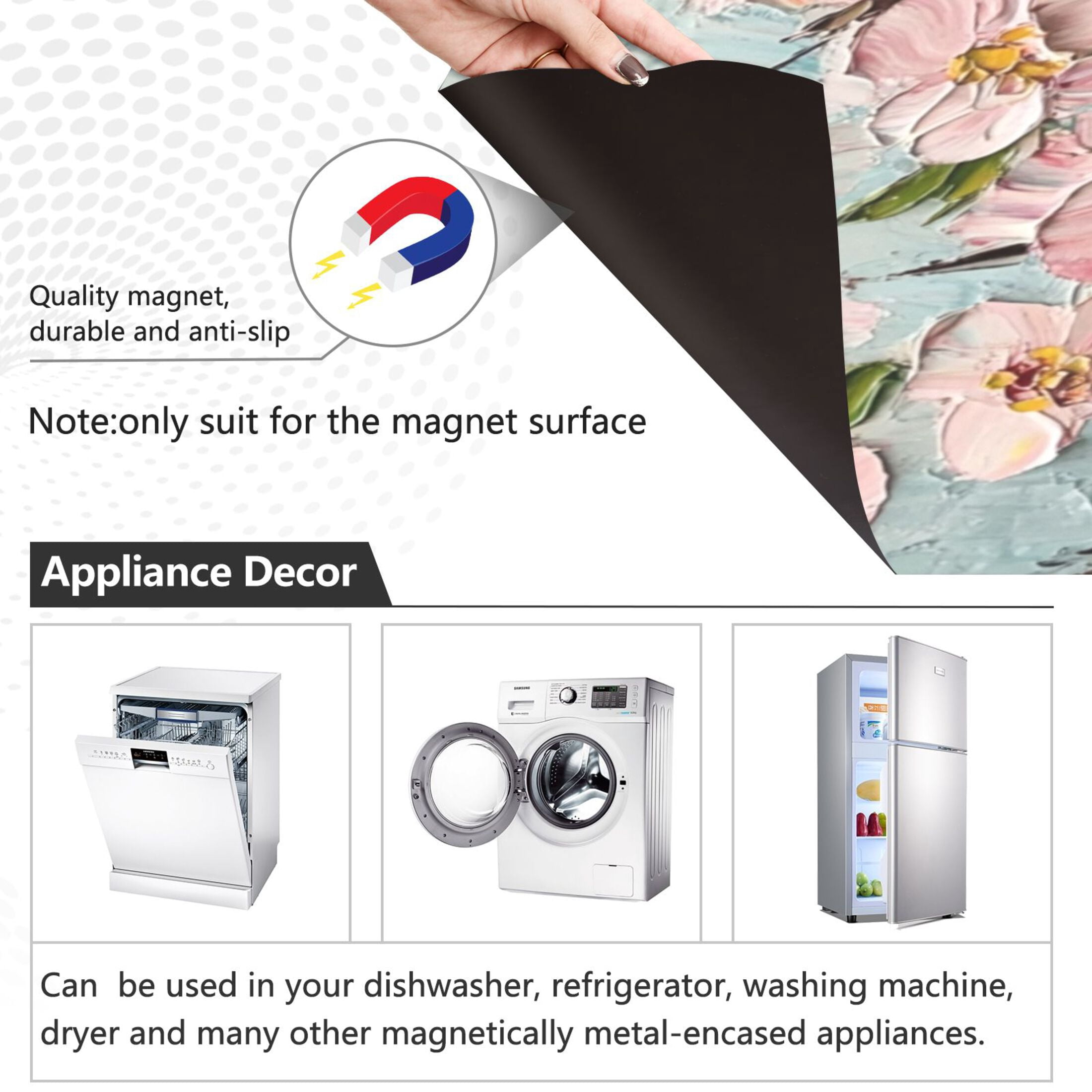 Dishwasher Magnetic Sticker 23x26 Inch Refrigerator Magnetic Sticker Washing Machine Magnetic Sticker Kitchen Panel Magnetic Sticker Home Decor Colorful Cherry Blossom