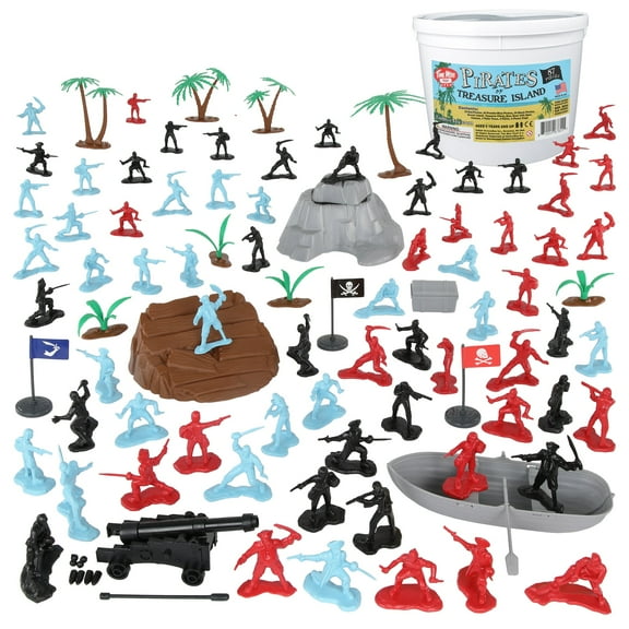 Tim Mee Pirates of Treasure Island - 87pc Plastic Figure Bucket Playset US Made