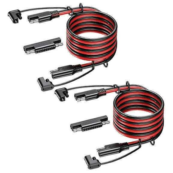 2pcs SAE Extension Cable 16AWG with SAE Polarity Reverse Adapter for Solar Panel