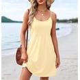 thumbnail image 4 of Summer Dresses for Women Adjustable Spaghetti Strap Beach Vacation Casual Cute Sundresses with Pockets Yellow S, 4 of 9