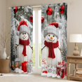 thumbnail image 2 of jejeloiu Merry Christmas Curtains and Drapes,Cute Cartoon Snowman Black Out Curtains,Red White Curtains Pack of 2 (52x63 Each) For Kids,Breathable Home Decor, 2 of 6