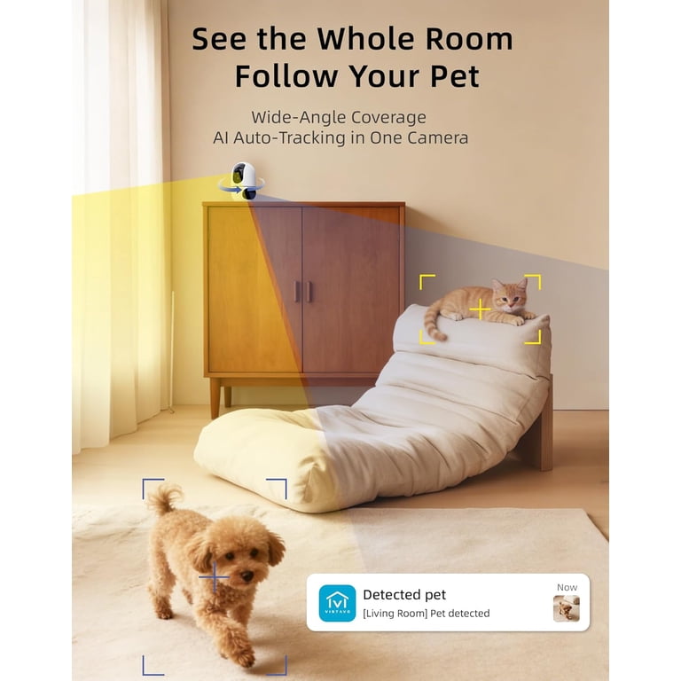 virtavo Pet Camera Indoor Security Camera 360¬∞ PTZ Night Vision
