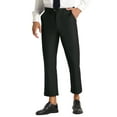 thumbnail image 5 of INSPIRE CHIC Men's Formal Cropped Pants Solid Color Flat Front Dress Trousers Black 30, 5 of 6
