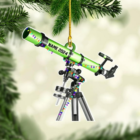 Custom Telescope Ornament Telescope Christmas Light Ornaments Loved Telescope Ornament Telescope Christmas Ornament 2025 Telescope Lovers Ornament Telescope Gift Xmas (TC8) - 3392 (Green)