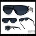 thumbnail image 2 of Womens Gaudy Fancy Hinge Flat Top Shield Rectangular Plastic Sunglasses Black Silver - Black, 2 of 8
