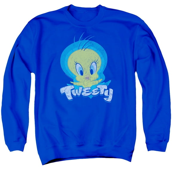 Trevco Sportswear LT171-AS-4 Looney Tunes Tweety Swirl Adult Crewneck Sweatshirt, Royal - Extra Large