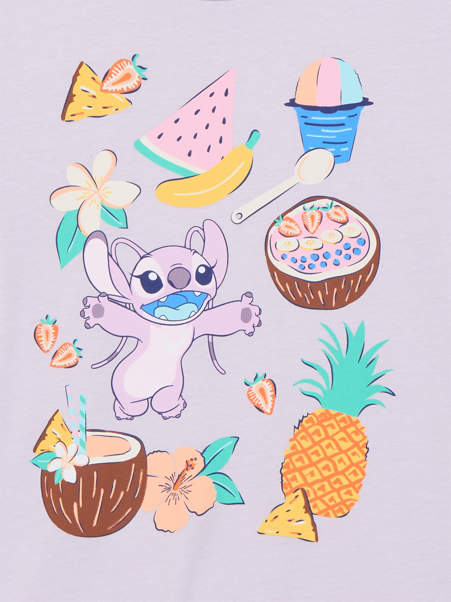 Lilo & Stitch Girls Angel Summer Treats Graphic Tee with Short Sleeves, Sizes 4-16