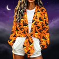 thumbnail image 2 of Gamivast Open Front Cardigan for Women Tie Knot Long Sleeve Shrugs Witch Hat Print Lightweight Cropped Tops Halloween Cover Up for Fall Festival Holiday Outfits, 2 of 6