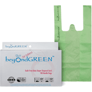 beyondGREEN Plant-Based Guilt-Free Baby Diaper Disposal Sack with Handles - 100 Green Bags - 8 in x 16 in