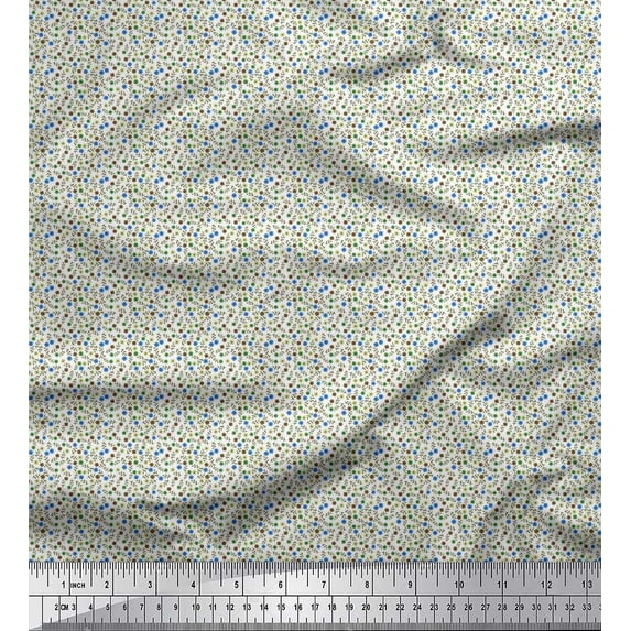 Soimoi Rayon Crepe Fabric Leaves & Floral Small Print Fabric by The Yard 46 Inch Wide