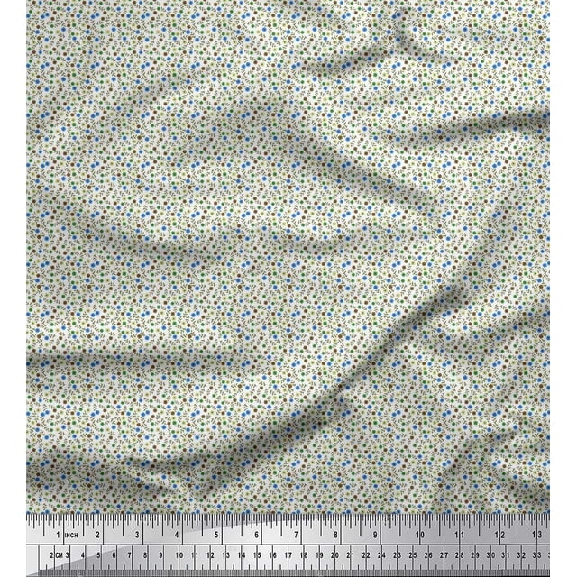 Soimoi Poly Georgette Fabric Leaves & Floral Small Decor Fabric Printed Yard 52 Inch Wide