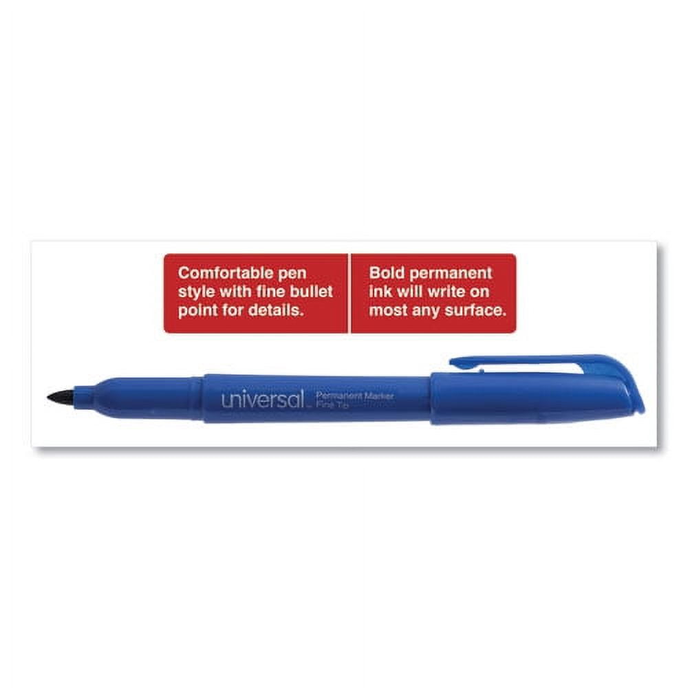 Pen-Style Permanent Marker, Fine Bullet Tip, Blue, Dozen | Bundle of 10 Dozen
