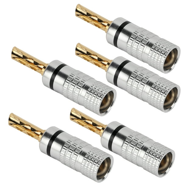 Audio Banana Plug, 24K Gold Plated Serrated Banana Plug For 12 AWG To 18 AWG Speaker Wire For Home Theater Black