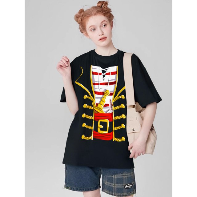 Pirate Costume Shirt Buccaneer Pirate T-ShirtFather's Day, Mother's Day, New Year, Spring Festival, Camisetas de verano para mujer, manga corta, cuello redondo, casual, lindo, con gráficos, camisetas
