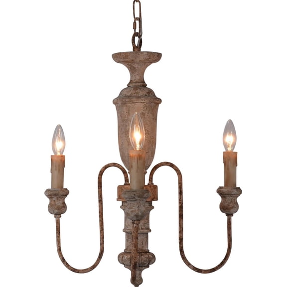 Rustic Charm NeoClassical Alina Chandelier 3-Arm