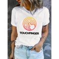 thumbnail image 1 of 1 Pce T-Shirt Décontracté à Col Rond pour Femmes avec Impression Géométrique, Haut en Tissu Tricoté à Manches Courtes à la Mode, Polyester 95 % Spandex 5 %, Extensible Moyen, Confort Toutes Saisons, Fête des Pères, Mothe, 1 of 6