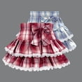 thumbnail image 5 of WIBACKER 1-12 Years Girls Plaid Ruffle Skirt with Lace Trim and Bow High Waist Toddler Kids Trendy Pleated Skirt, 5 of 6