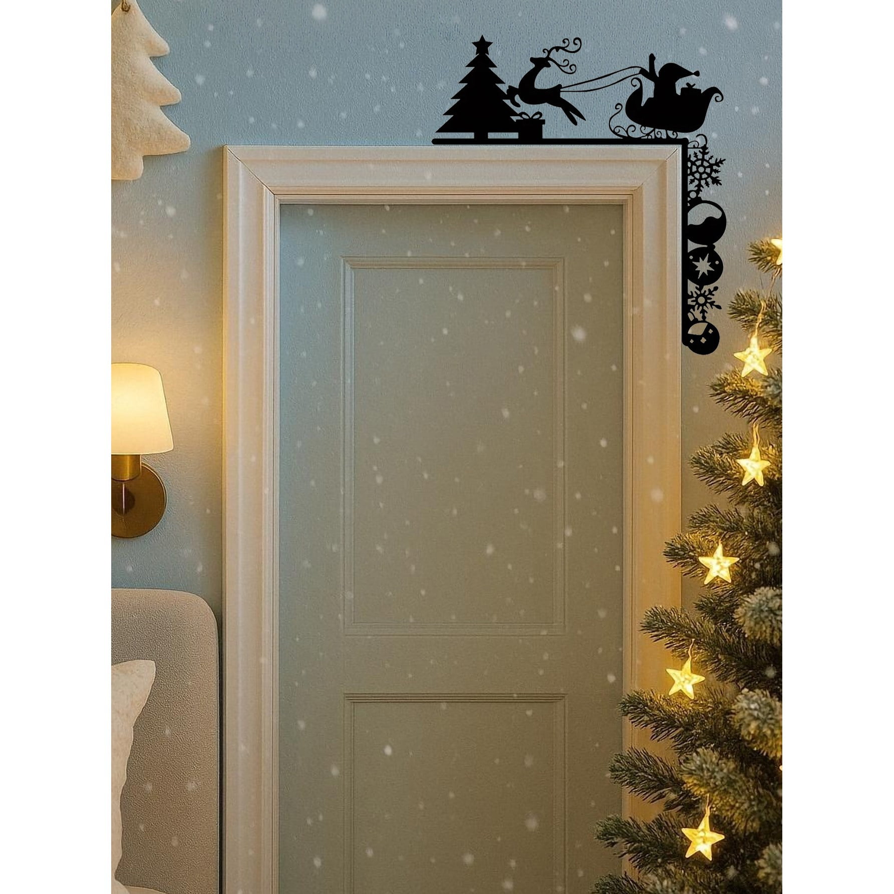Astoutdoor Vintage Iron Sleigh Wall Decor, Rustic Farmhouse Christmas Wall Hanging, 8.66 in x 7.87 in