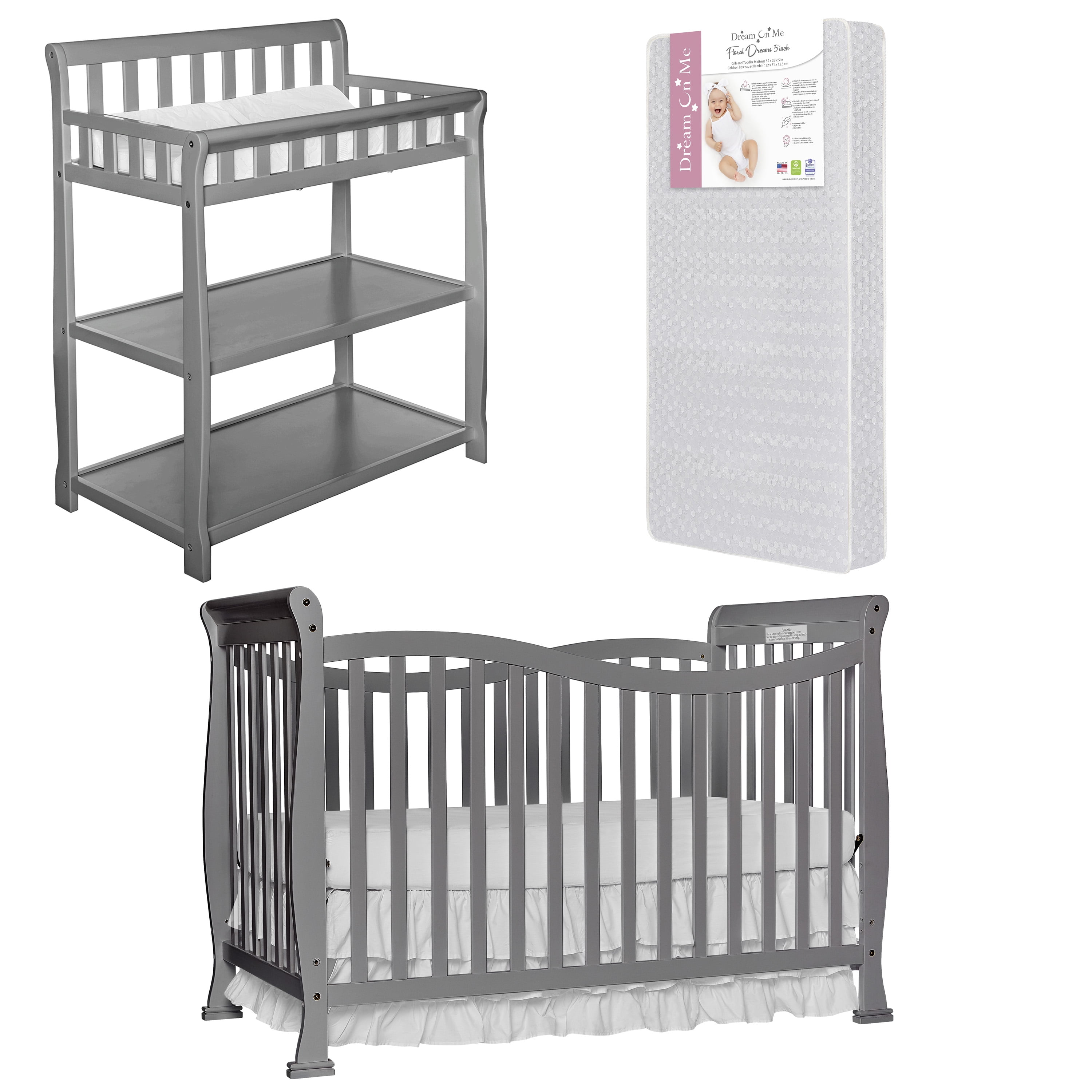 Nursery Bundle Dream On Me Violet Convertible Lifestyle Crib, Dream On