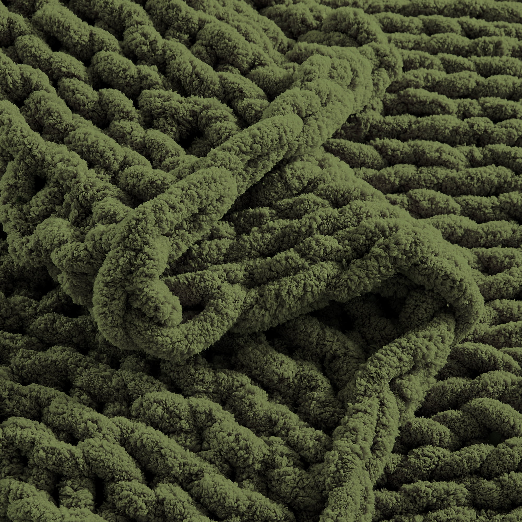 Carriediosa Chunky Knit Throw Blanket Handmade Soft Throws for Couch Sofa Bed, 50" x 60" Olive Green