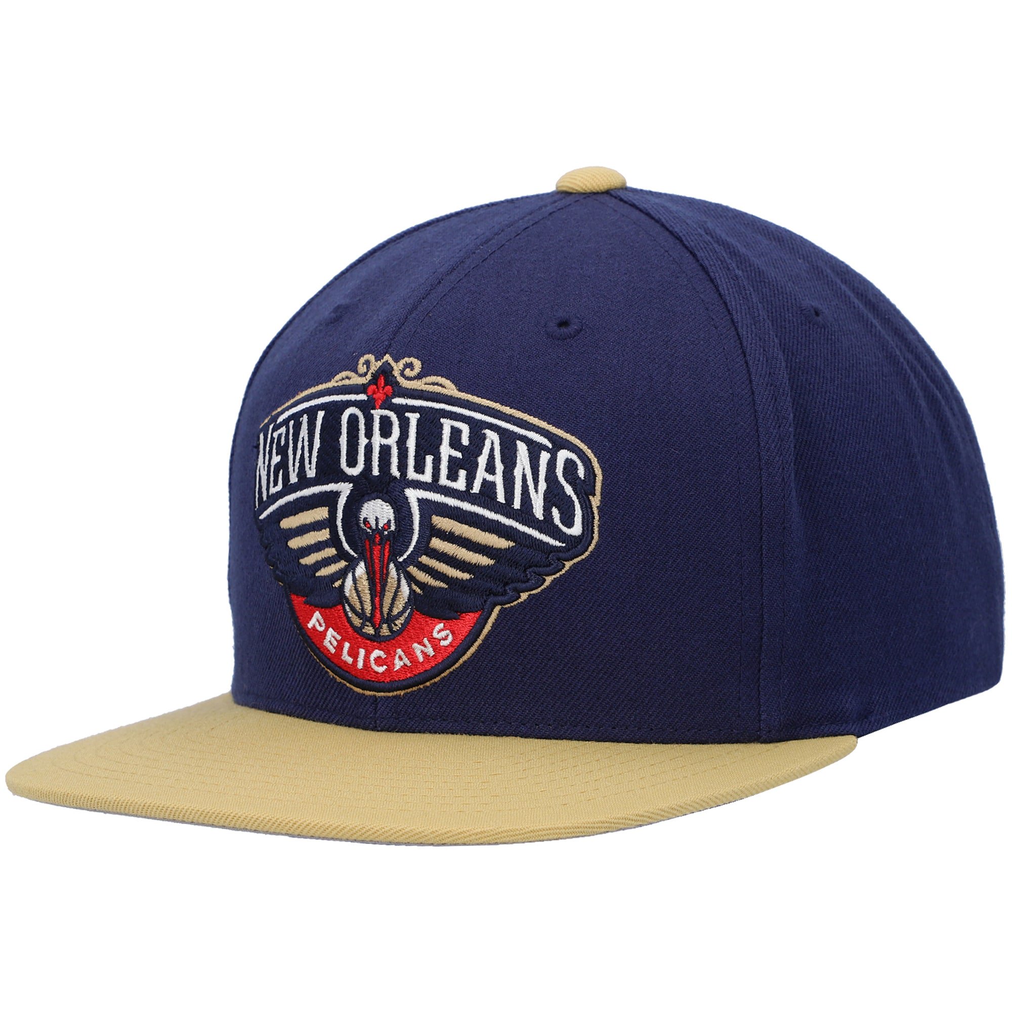 New Orleans Pelicans Mitchell & Ness Two-Tone Wool Snapback Hat - Navy/Gold