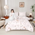 thumbnail image 4 of Castle Fairy Teens Pink Flowers Leaves Twin Comforter Sets,Spring Garden Bedding Set, 4 of 8