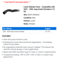 thumbnail image 2 of Lower Radiator Hose - Compatible with 2001 - 2004 Jeep Grand Cherokee 4.7L V8 2002 2003, 2 of 2