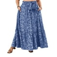 thumbnail image 2 of Cueply Women's Plus Size Casual High Waist Tie Front Long Skirts with Pockets Flowy Summer Pleated Tiered Elastic Skirt, 2 of 9