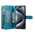 thumbnail image 6 of Allytechgroup Wallet Case for Apple iPhone 16 Pro, 9 Cards Holder + Zipper Pocket + Hand Wrist Shockproof Stand Flip Cover RFID Blocking Phone Case for Women Men, Blue, 6 of 7