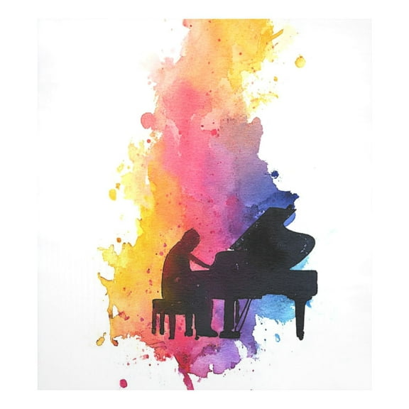 IAUYY Magnetic decorative sticker - 23x26 Inch PVC Refrigerator Decorative Cover, Removable DIY Art for Kitchen Appliances Silhouette Of A Black Piano