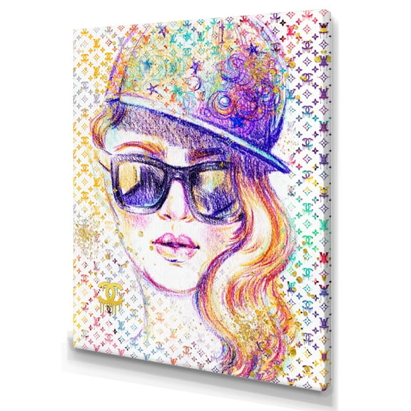 Designart Funky Female Fashion Illustration III Canvas Wall Art