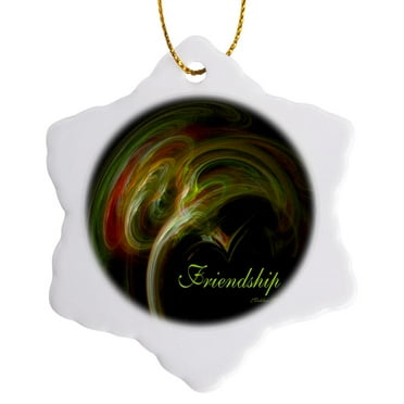 3dRose, Friendship, 3 inch Snowflake Porcelain Ornament