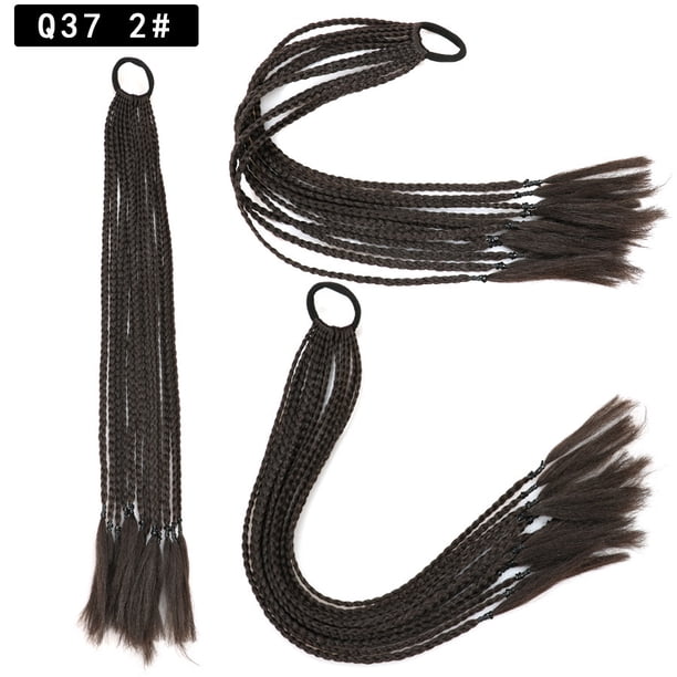 Zhuge 2 extensiones de cola de caballo trenzada sintética, accesorios de moda para el cabello para mujeres, negro y marrón