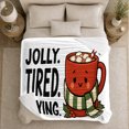 thumbnail image 5 of Jolly Tired Trying Red Mug with Scarf, Whimsical Cartoon Style for Cocoa Lovers, White Cozy Holiday Scene and Christmas Gift, Cozy Flannel Blanket for Living Room and Guest Room, Home Decor, 5 of 9